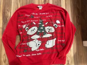 Vintage 90s Christmas Bears Red Sweatshirt by Nutcracker